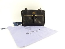 Modalu London Damen Handtasche Tasche Schultertasche Leder schwarz  (EB)