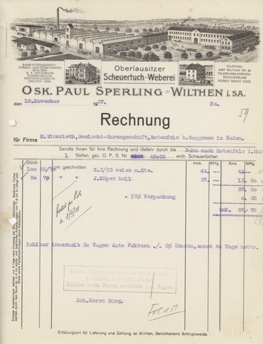 Rechnung wilthen sperling - sperling, paul