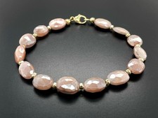 ARMBAND 925/- SILBER VERG. MIT MONDSTEIN & PYRIT  SILBERZEIT SCHMUCKJAGD