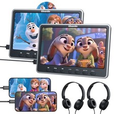 12" Kinder Auto DVD Player Kopfstütze KFZ Monitor 1366*768 HDMI USB SD+Kopfhörer