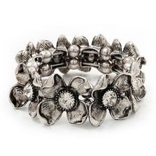 Antique Silver Floral Diamante
