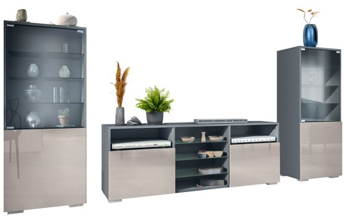 Wohnwand lowboard vitrine - wohnwand,