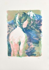 Nützel, Rückenakt. 2002. Signierte Original-Farblithografie.