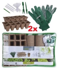 2x  Pflanzen Anzucht Set 68 tlg. m. Handschuhe Pflanzzuchtset Pflanzset Kräuter