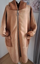 Mantel Jacke Wildlederimitat Winterjacke Teddy onesize Gr.ca ,46,48,50 terra