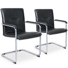 2x Freischwinger Besuchersessel, schwarz, Lederlook