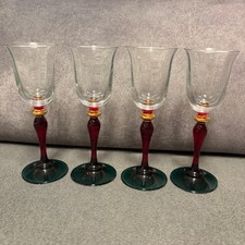 4 x Likörglas Fuß rot grün