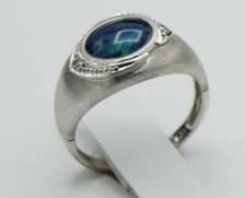  Weißgold Bandring Ring Opal Dublette Diamant 585 Gold