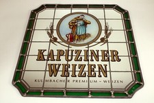 Spiegel Kapuziner Weizen Werbeschild bleiverglast Spiegelbild Werbespiegel