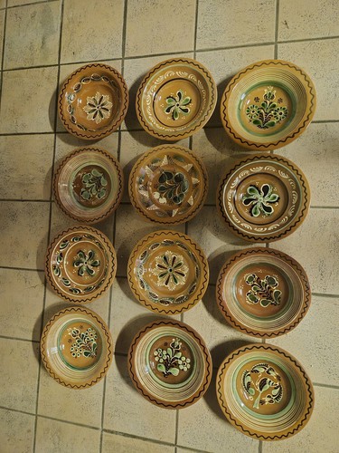 12x vintage wandteller keramik - wandteller,