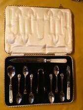 Antikes Besteck Silver Plated 10-teilig mit Griffen in Perlmutt Optik