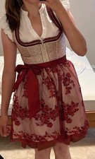 Traumhaftes Dirndl Kleid Gr. XL Bordeaux Rot Rosa Spitze Pailletten Oktoberfest