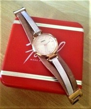 *FOSSIL GEORGINA DAMEN LEDER UHR-ROSE-GOLD-TOP*