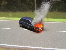 1:87 VW Golf III Blau Motorbrand H0 HO 12V-16V LED AC/DC Feuer Feuerwehr Polizei
