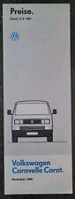 VW Bus T3 Caravelle Carat Preisliste/pricelist/Prospekt/brochure/folleto/brosura
