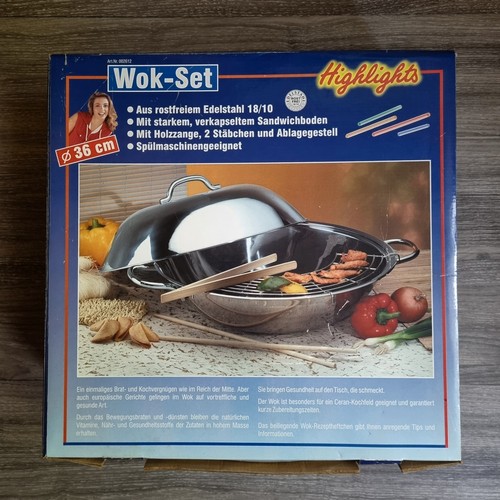 Großer edelstahl wok - wok, +