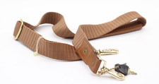 Lark Taschengurt Tragegurt braun / gold mit 2 Schlüsseln Vintage Länge 100 cm