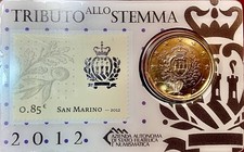 San Marino Coincard 2012 , 1 Euro Mit Marke