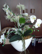 Vase Blumengesteck Blumenstrauß Kunst Blumen Topf pflanzen Deko Garten Orchidee