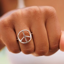 Peace Sign Ring Silver Pura