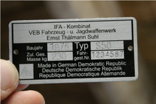 Typenschild für Simson S50