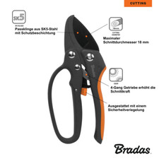 Gartenschere Metall Astschere Rosenschere Amboss 18cm Schere Äste Zahnradschere