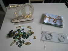 70. Geburtstag Deko Set – Poster Tischdeko Windlicht Holz Zahlen m. Lichterkette