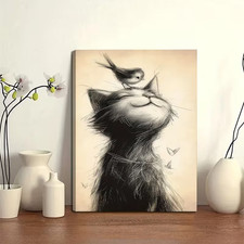 Leinwanddruck gerahmt katze - leinwanddruck,