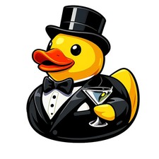3x Sticker Rubber Duck Tuxedo