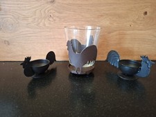 Osterdeko, Eierbecher, Teelichthalter, Hahn, Huhn, Eisen, Ostern, Frühling,