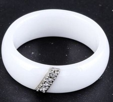 Mode Schmuck Frauen Ring Mit 4 Kristall Keramik Weiß 6 mm Breit (2 S)