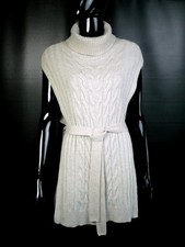 Kaschmir Cape  100 % Kaschmir  NEU ! naturweiß Kleid Zopfmuster Gürtel Cashmere