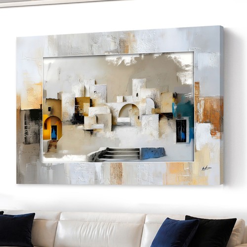 Leinwandbild beige blau - leinwandbild,
