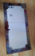 Spiegel, rechteckig, rahmenlos, lila-blau-grün gemustert am Rand