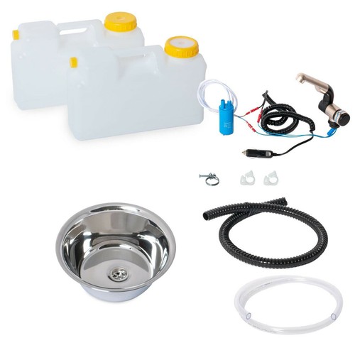 12v camping spüle rund - rund, set