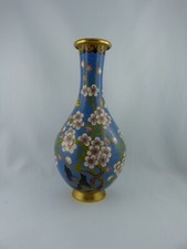 Vintage Cloisonne Vase, China Emaille Blumen, Höhe ca. 20,5 cm