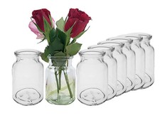 24 Mini Glasvasen 9cm Deko Blumen Vase Flasche Hochzeit klein Väschen Set Rund