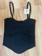 Oberteil Top Strick Schwarz Kurz Cocktail Party Gr. S