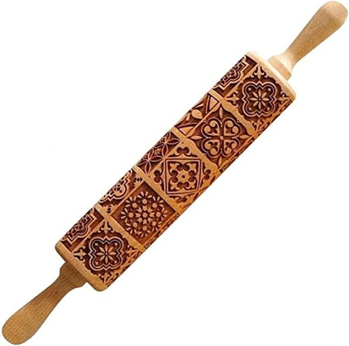Holz nudelholz mit muster - nudelholz,