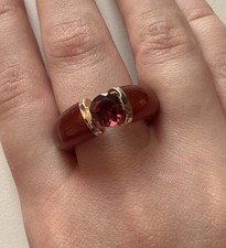 Goldring 585 Gelbgold Achat Granat 64 20 rot
