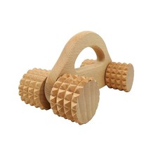 Massageroller mit Griff Holz