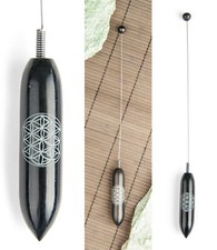 Einhandrute / Tensor aus schwarzem Speckstein m. Lebensblume ca. 29,5cm 