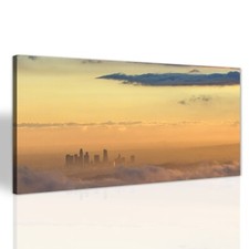 Stadt Landschaft Sonnenuntergang Leinwand Wandbilder XXL Canvas 140x70