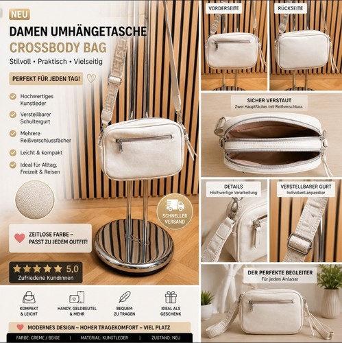 Damen umhängetasche creme - damen,
