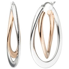 NEU 40 mm große Glitzer Creolen Bicolor echt Silber 925er 925 Ohrringe Roségold