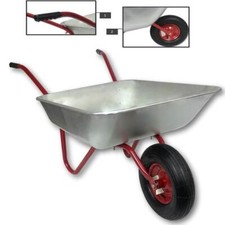Schubkarre 80L Bauschubkarre Schiebkarre bis 100kg Gartenkarre verzinkt Luftrad