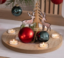 MY HOME Adventsleuchter Kerzenhalter Juna aus Holz (1 St), Adventskranz mit 4 Gl