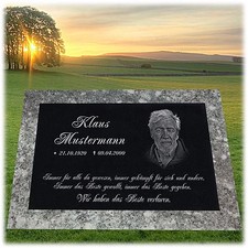 Granit Liegestein Grabplatte Grabtafel 60x40x4cm Foto+Text Gravur Grabstein-gg50