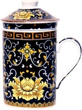 Keramik Teetasse mit Deckel +