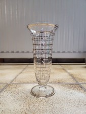 Art Déco PODBIRA Glas Vase Gold-Karos-Dekor, Haida, Böhmen, ca. 20 30er Jahre